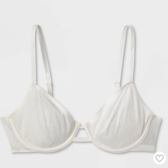 Auden Other - NWT Auden Sheer Mesh Unlined Demi Underwire Bra in White Size 32C